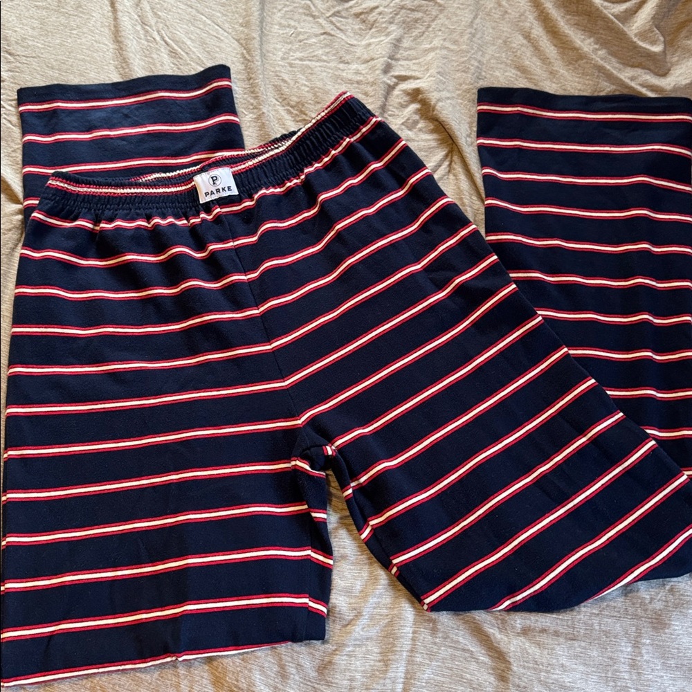 PARKE Striped Cotton Boxer Pants - Navy Stripe
